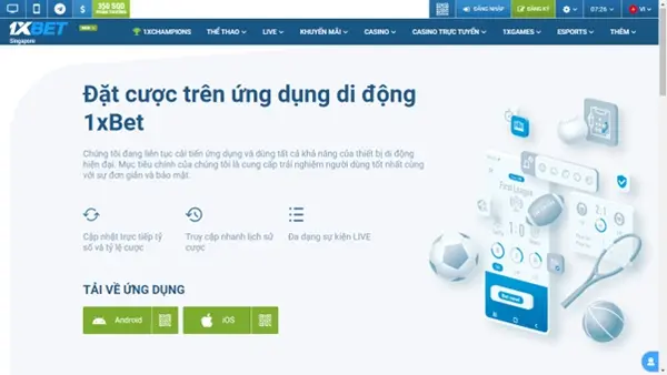 Nhà cái 1xBet cung cấp một ứng dụng di động. Nó có sẵn để tải xuống trên thiết bị iOS và Android